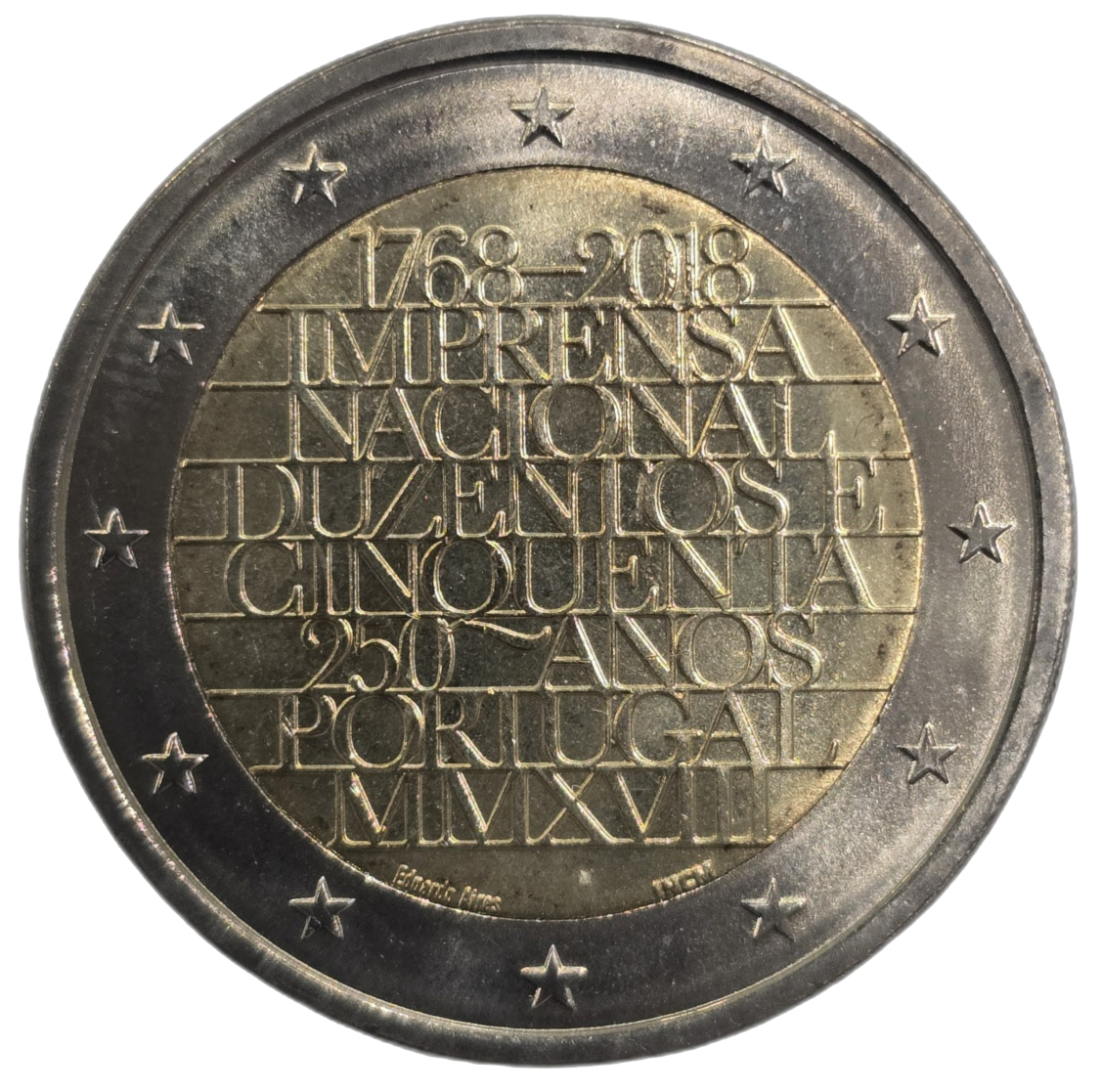 2 euros conmemorativa 250 Años de la Imprenta Nacional